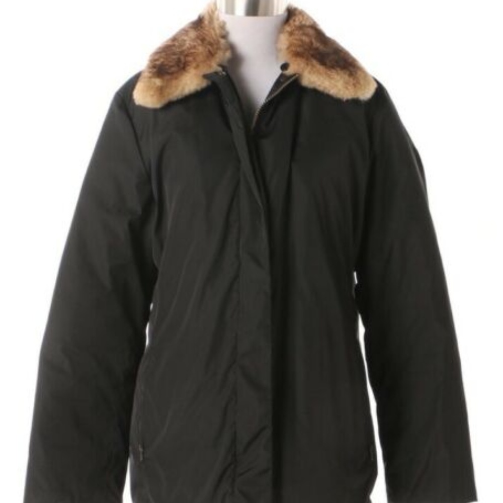 MAX MARA WEEKEND BLACK FUR COLLAR HUNTING JACKET